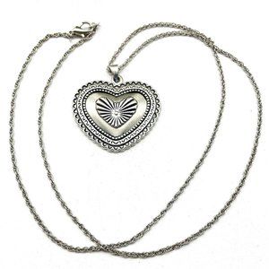 Heart Charm Necklace Silver Tone Love Valentine Friendship Promise Commitment